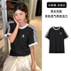 駱駝（CAMEL）夏日純棉T神男女寬松圓領(lǐng)短袖上衣T恤 C36BAXLN090 幻影黑/白 XL