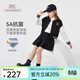 英氏（YEEHOO）女童套裝兒童外套棒球服衛衣衛褲春裝運動(dòng)衣服中大童裝春季新款 短款棒球服黑色 140