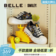 百麗（Belle）SMILEY聯(lián)名流浪玩家涂鴉帆布鞋女商場(chǎng)款高幫休閑鞋3ZJC4CM5 黑色 38 (240mm)