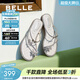 百麗（Belle）小福蝶閃耀平底水鉆夾腳拖鞋女商場(chǎng)同款拖鞋D6D1DBT5 銀色 37 (235mm)