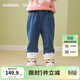 巴拉巴拉balaOne兒童長(cháng)褲女童寶寶直筒牛仔褲加絨保暖冬新款 深藍卷毛狗88301 120