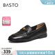 百思圖（BASTO）【爵士黑膠】百思圖26春新款英倫超軟羊皮鞋樂(lè )福鞋女單鞋UXS01AA6 黑色 經(jīng)典款 37