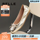 百麗（Belle）芭蕾風(fēng)晚晚平底單鞋女商場(chǎng)同款牛皮瑪麗珍鞋B3W1DAQ6預售 金色  （軟糯羊皮，質(zhì)感光澤） 38 (240mm)