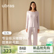 ubras26年新款呼呼薰衣草碎花短袖短褲睡衣女士高端睡衣套裝居家服套裝 長(cháng)袖長(cháng)褲-紫底薰衣草 M