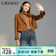 LAGOGO美拉德毛呢西裝外套女拉谷谷2024春秋新款復古顯瘦短款大衣 深駝色(S0) S