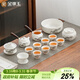 金鑲玉功夫茶具套裝 節日送禮品盒陶瓷茶壺茶杯側把 羊脂玉瓷松喬