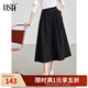 歐莎（OSA）【輕熟的優(yōu)雅】純棉知性通勤高腰顯瘦半身裙傘裙女2025秋季新款 黑色 M