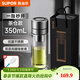 蘇泊爾（SUPOR）一鍵開(kāi)蓋玻璃杯雙層防燙茶水分離男士泡茶車(chē)載水杯便攜商務(wù)禮盒裝 【抗菌/一鍵開(kāi)蓋】流光銀350ml茶倉款-送禮盒