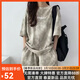 COZOK休閑運動(dòng)套裝女ins潮高街原宿風(fēng)新款夏季寬松短袖短褲速干兩件套 卡其色 M 推薦（80-100斤）