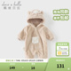 戴維貝拉（DAVE＆BELLA）新生兒爬服嬰兒連體衣0-6個(gè)月寶寶衣服冬季新款牛奶絨男寶睡衣 卡其色【現貨】 73cm （建議身高66-73cm）