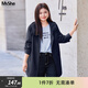 MsShe【休閑連帽風(fēng)衣】大碼女裝2026新款春裝胖mm高級感寬松外套 藏青藍色現貨 3XL