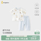 童泰（TONGTAI）寶寶短袖套裝夏季純棉嬰兒衣服兒童上衣七分褲家居服藍色90cm