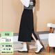 唐獅（TonLion）2024女高腰開(kāi)叉半身長(cháng)裙 黑色 L 
