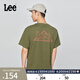 Lee商場(chǎng)同款舒適版圓領(lǐng)三角徽標印花Logo男短袖T恤潮LMT0101673RX 橄欖綠 M