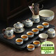 不拙汝窯茶具整套高檔茶壺青花瓷蓋碗茶杯茶盤(pán)功夫茶具16入泡茶套裝