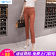 歐貝汐休閑褲女西褲春秋季新款九分職業(yè)女士春夏修身小腳西裝褲子 焦糖色 S