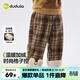嘟嘟家兒童褲子加絨冬裝女童長(cháng)褲冬款男童格子褲洋氣寶寶休閑褲衣服童裝 棕格紋 90