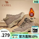 駱駝（CAMEL）馬丁靴復古休閑工裝靴秋冬季加絨戶(hù)外徒步厚底增高登山鞋男 G14W076684R卡其-男款加絨 42