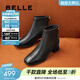 百麗（Belle）羊皮優(yōu)雅短筒時(shí)裝靴女冬季商場(chǎng)款顯瘦舒適短靴3LI40DD4 黑色 35 (225mm)