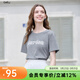 百圖betu女裝夏季新款T恤精致蕾絲字母印花百搭短袖上衣女2507T10 灰色 S