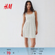 H&M2女裝花卉連衣裙春季吊帶無(wú)袖皺褶針織連衣裙1295707 白色/黑色碎花 S 160/88