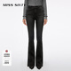 MISS SIXTY2025秋季新款牛仔褲女不規則磨白中腰修身顯瘦微喇叭褲 黑灰常規 25
