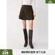 ELLE復古綿羊毛半身裙女2025冬季新款高腰設計感優(yōu)雅小眾a字短裙 咖色 L