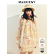 MAXRIENY浪漫無(wú)袖寬松亞麻上衣印花雪紡衫繭型設計 黃花 S