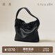 裘真云舒系列手拎云朵包植鞣羊皮休閑百搭小手提包女 黑色