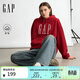 蓋璞（GAP）男女裝冬季款logo刺繡抓絨寬松套頭連帽衛衣美版846551