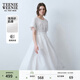 Teenie Weenie女裝夏季短袖法式優(yōu)雅時(shí)髦氣質(zhì)收腰連衣裙泡泡布 象牙白 S