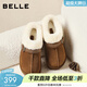 百麗（Belle）民族風(fēng)毛口毛毛鞋女冬季新款商場(chǎng)同款加毛保暖半拖F3D1DDM5 棕色 36 (230mm)