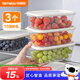 特美居（temeiju）冰箱保鮮盒食品級收納盒專(zhuān)用密封盒水果蔬菜冷凍盒1100ml 3只裝