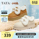 他她（TATA）雪地靴女新款加絨鞋厚底棉鞋 棕黃/米白（仿毛里） 37