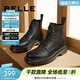 百麗（Belle）復古粗跟馬丁靴男休閑工裝風(fēng)機車(chē)短靴加絨92267DD0 黑色(8孔)-92427 43 (265mm)