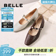 百麗（Belle）復古時(shí)裝瑪麗珍鞋女商場(chǎng)同款羊皮高跟單鞋E3Z1DCQ5預售 米白色 37 (235mm)
