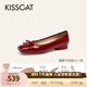 接吻貓KISSCAT【胡可推薦】25年輕芭蕾平底鞋瑪麗珍平底法式單鞋 淺暗紅色 (瘦腳卡碼拍小一碼) 38