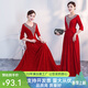 新款金絲絨演出服女長(cháng)裙成人獨唱現代中老年合唱團指揮修身晚禮服 紅色【工廠(chǎng)直發(fā)】 S