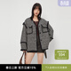 moussy&sly 新品千金淑女小香風(fēng)毛邊V領(lǐng)短外套030HAR30-5381 混合黑色027 均碼 00020/F