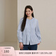 纖莉秀【知識份子風(fēng)條紋襯衫】大碼女裝溫柔百搭上衣胖mm春裝新款3533 淺藍色 XL