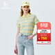 哈吉斯（HAZZYS）女裝 夏季款女士撞色條紋寬松休閑POLO衫ASTSE0CBE04 黃色YL S (155/80A 36)