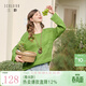 三彩2026春季新款鏤空提花針織衫圓領(lǐng)毛衫寬松長(cháng)袖套頭罩衫F 芥末綠 XL 170/92A