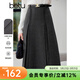 百圖betu女裝冬季新款半身裙時(shí)髦復古人字紋高腰半身裙女2311T97 深灰 S