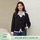纖莉秀大碼女裝時(shí)尚減齡設計感假兩件條紋襯衫胖mm冬裝新款4839 黑色 3XL