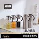 霜山304不銹鋼油壺重力自動(dòng)開(kāi)合油瓶廚房不掛油大容量裝油罐調味瓶 高硼硅玻璃-350ml(雙刻度）