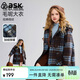 ASK JUNIOR兒童外套25冬季中大童學(xué)院風(fēng)連帽外套女童格紋撞色毛呢大衣