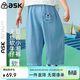 ASK JUNIOR復古兒童褲子夏季小童天絲牛仔防蚊褲男童七分褲柔軟親膚 淺藍色