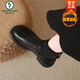 啄木鳥(niǎo)英倫風(fēng)加絨馬丁靴女款2025新款冬季百搭女鞋子黑色切爾西短靴子 黑色 37 (235mm)