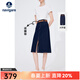 Navigare意大利小帆船百搭半身裙秋季通勤開(kāi)叉a字裙顯瘦高腰白色牛仔半裙 海軍藍 L