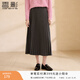 香影灰色a字半身裙女2025冬季新款百褶裙中長(cháng)款垂感通勤高腰傘裙 中灰 L 165/68A/110-125斤